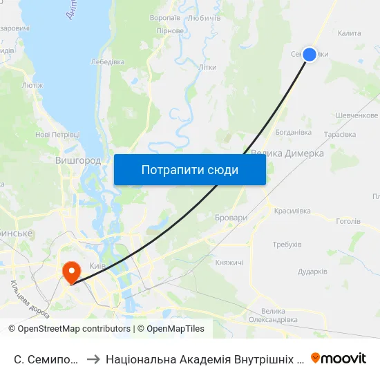 С. Семиполки to Національна Академія Внутрішніх Справ map