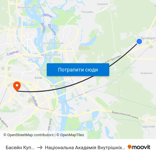 Басейн Купава to Національна Академія Внутрішніх Справ map