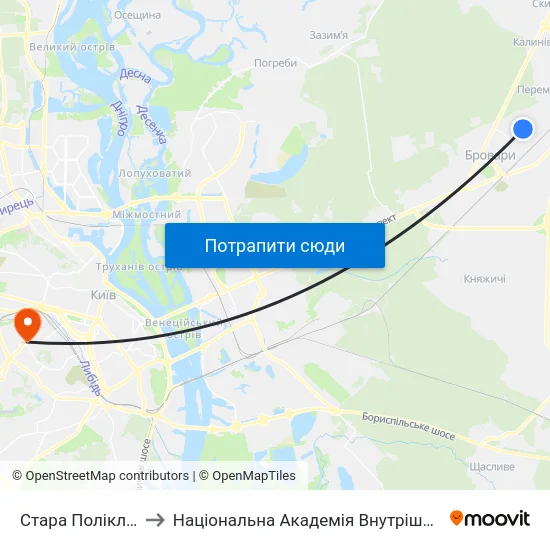 Стара Поліклініка to Національна Академія Внутрішніх Справ map
