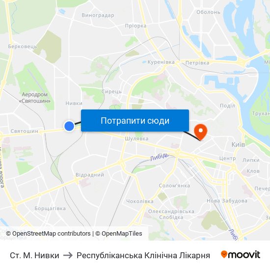 Ст. М. Нивки to Республіканська Клінічна Лікарня map