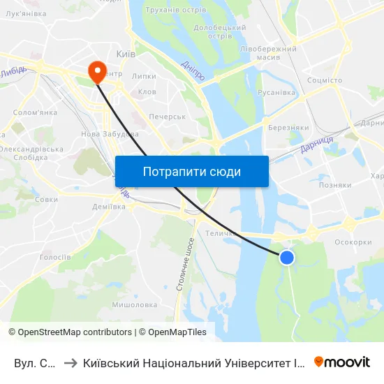 Вул. Садова to Київський Національний Університет Імені Тараса Шевченка map