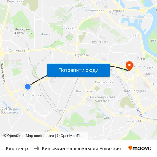 Кінотеатр Лейпциг to Київський Національний Університет Імені Тараса Шевченка map