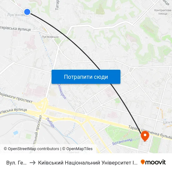 Вул. Герцена to Київський Національний Університет Імені Тараса Шевченка map