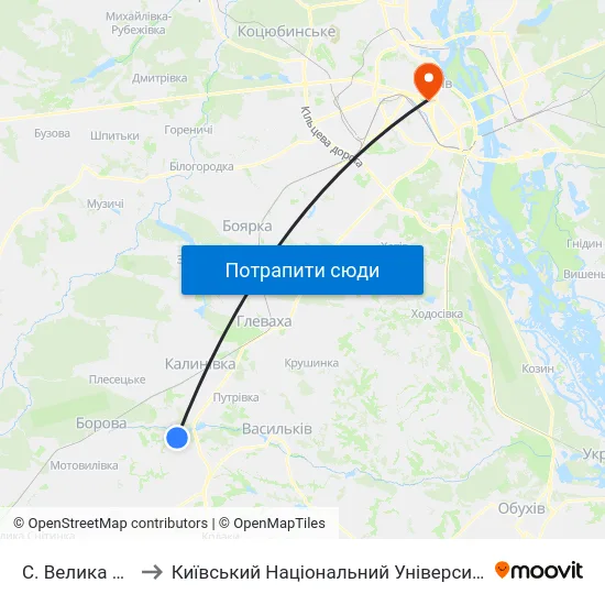 С. Велика Солтанівка to Київський Національний Університет Імені Тараса Шевченка map