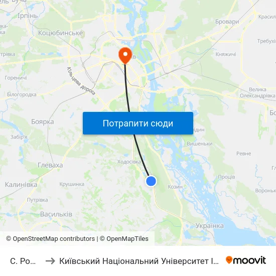 С. Романків to Київський Національний Університет Імені Тараса Шевченка map