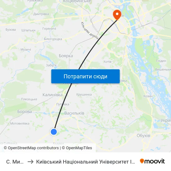 С. Митниця to Київський Національний Університет Імені Тараса Шевченка map