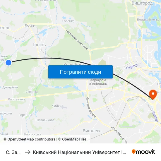 С. Забуччя to Київський Національний Університет Імені Тараса Шевченка map