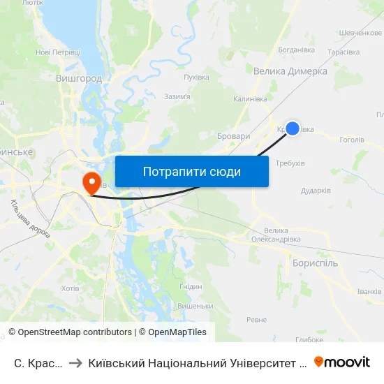С. Красилівка to Київський Національний Університет Імені Тараса Шевченка map