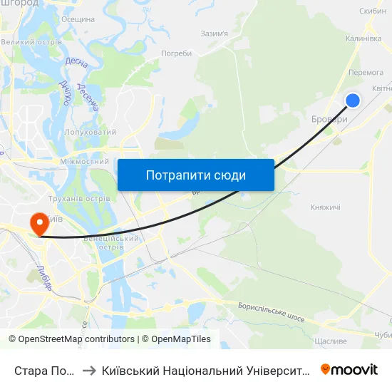 Стара Поліклініка to Київський Національний Університет Імені Тараса Шевченка map