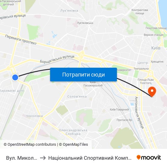 Вул. Миколи Голего to Національний Спортивний Комплекс «Олімпійський» map