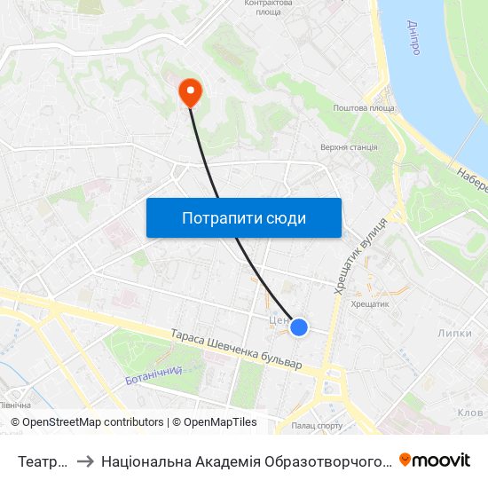 Театральна to Національна Академія Образотворчого Мистецтва І Архітектури map