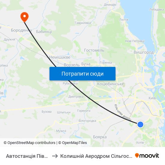 Автостанція Південна to Колишній Аеродром Сільгоспавіації map