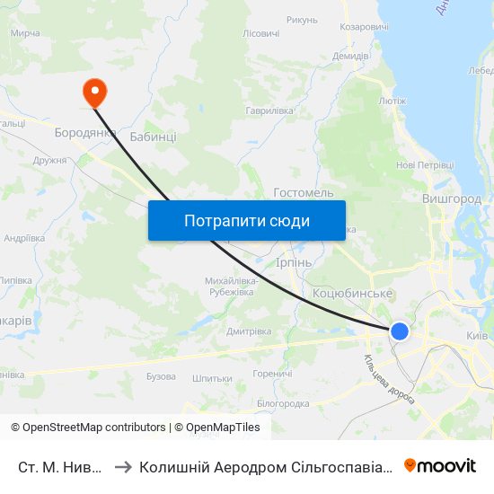 Ст. М. Нивки to Колишній Аеродром Сільгоспавіації map