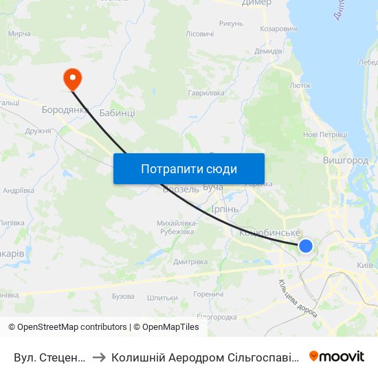 Вул. Стеценка to Колишній Аеродром Сільгоспавіації map