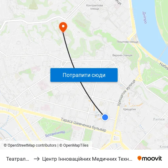 Театральна to Центр Інноваційних Медичних Технологій map
