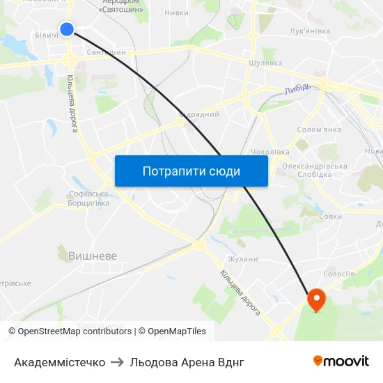 Академмістечко to Льодова Арена Вднг map