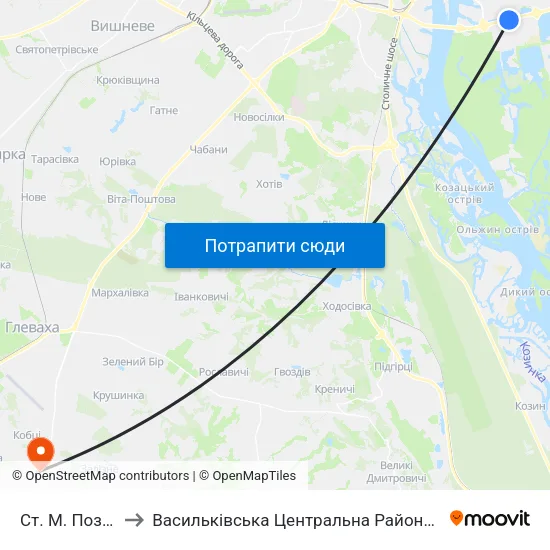 Ст. М. Позняки to Васильківська Центральна Районна Лікарня map