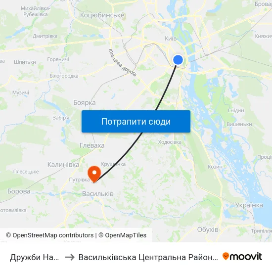 Дружби Народів to Васильківська Центральна Районна Лікарня map