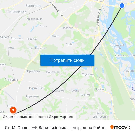 Ст. М. Осокорки to Васильківська Центральна Районна Лікарня map