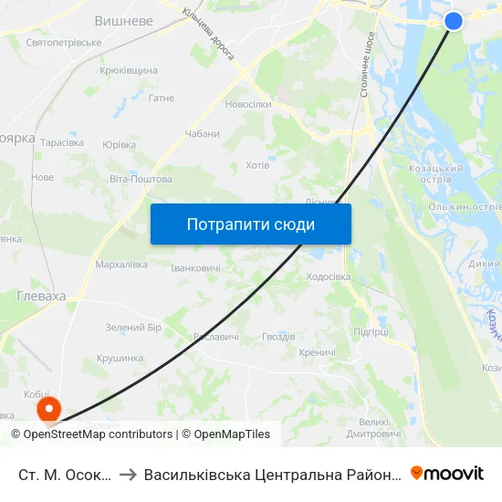 Ст. М. Осокорки to Васильківська Центральна Районна Лікарня map