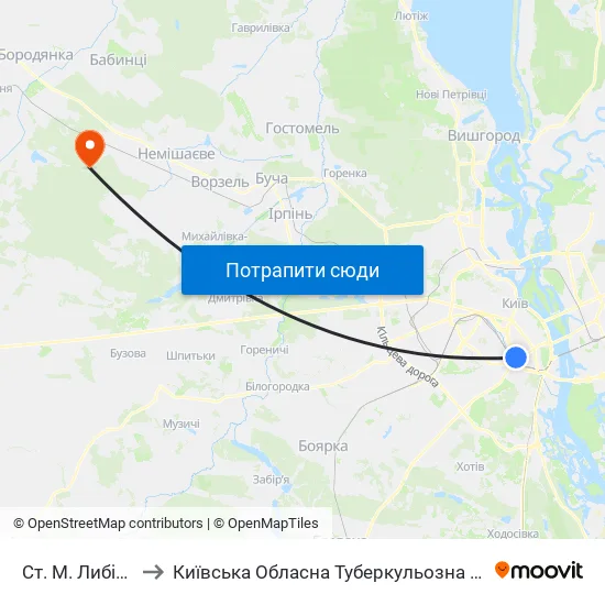 Ст. М. Либідська to Київська Обласна Туберкульозна Лікарня №2 map