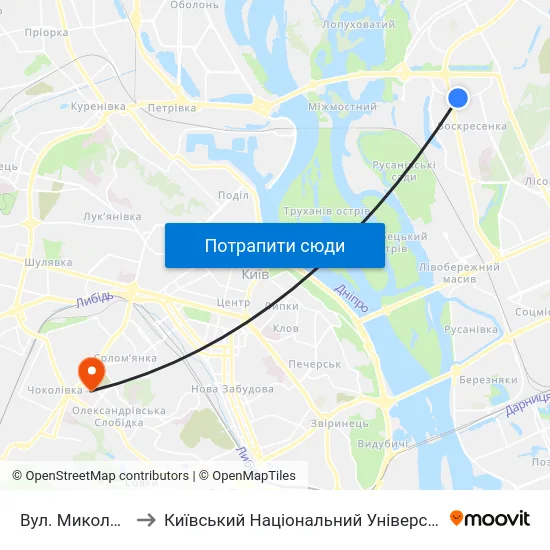 Вул. Миколи Кибальчича to Київський Національний Університет Будівництва І Архітектури map