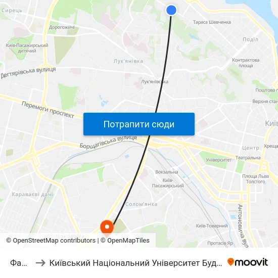 Фармак to Київський Національний Університет Будівництва І Архітектури map