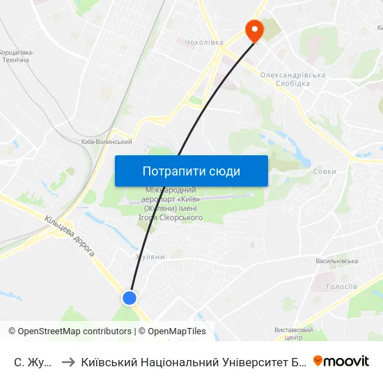 С. Жуляни-1 to Київський Національний Університет Будівництва І Архітектури map