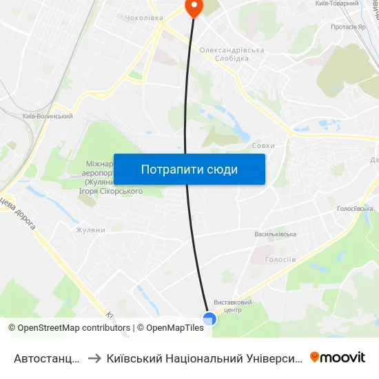 Автостанція Південна to Київський Національний Університет Будівництва І Архітектури map