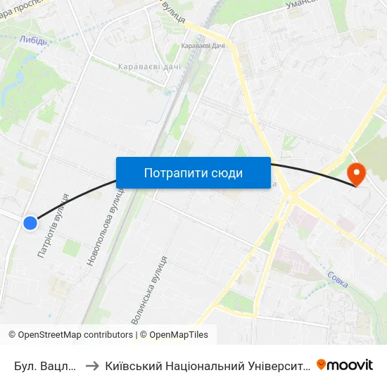 Бул. Вацлава Гавела to Київський Національний Університет Будівництва І Архітектури map