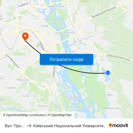 Вул. Промислова to Київський Національний Університет Будівництва І Архітектури map
