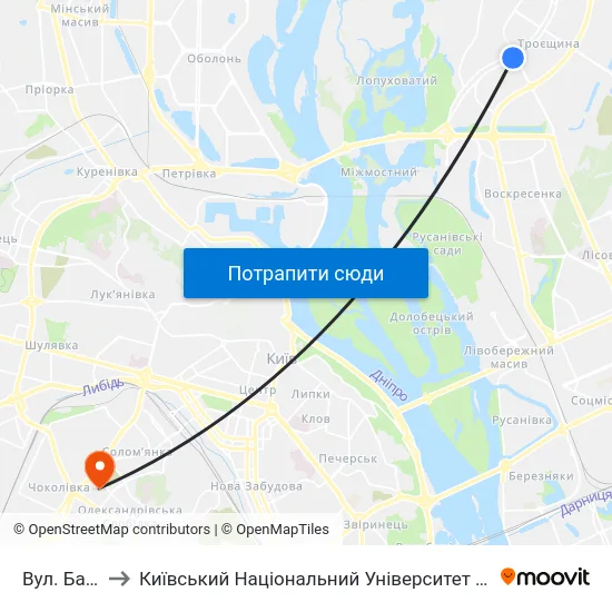 Вул. Бальзака to Київський Національний Університет Будівництва І Архітектури map