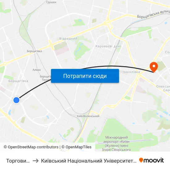 Торговий Центр to Київський Національний Університет Будівництва І Архітектури map