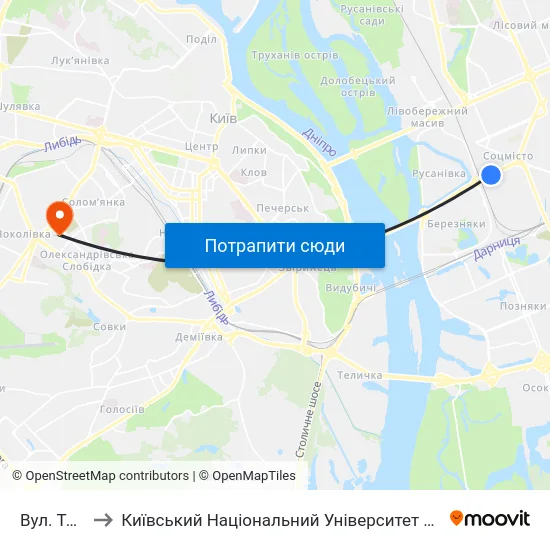 Вул. Тампере to Київський Національний Університет Будівництва І Архітектури map