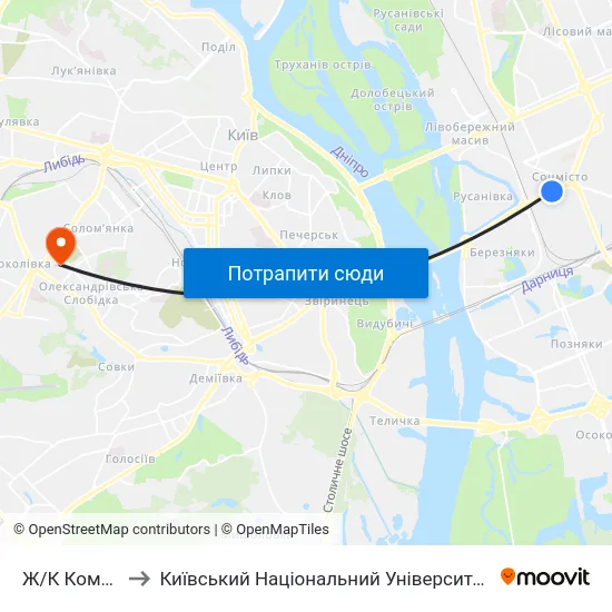 Ж/К Комфорт-Таун to Київський Національний Університет Будівництва І Архітектури map