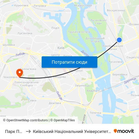Парк Перемога to Київський Національний Університет Будівництва І Архітектури map