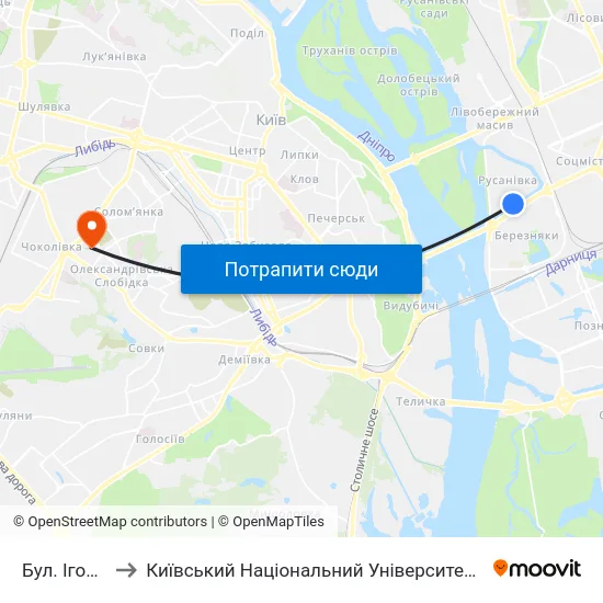 Бул. Ігоря Шамо to Київський Національний Університет Будівництва І Архітектури map