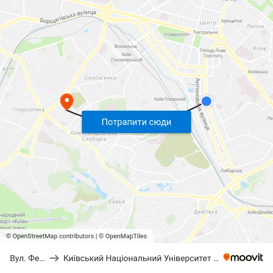 Вул. Федорова to Київський Національний Університет Будівництва І Архітектури map