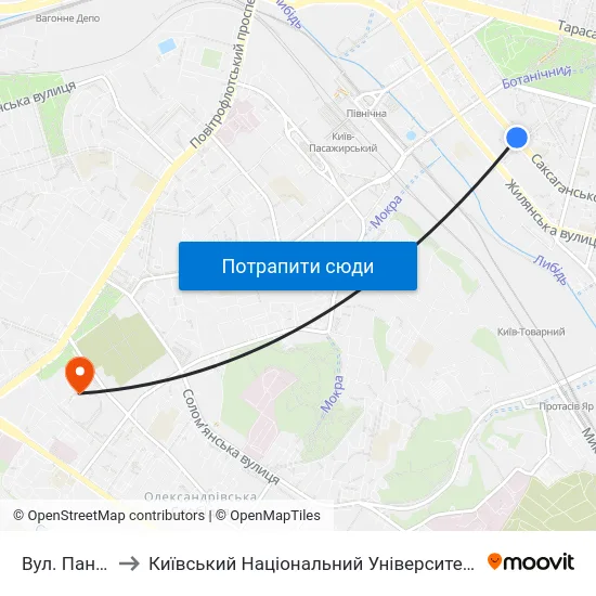 Вул. Паньківська to Київський Національний Університет Будівництва І Архітектури map