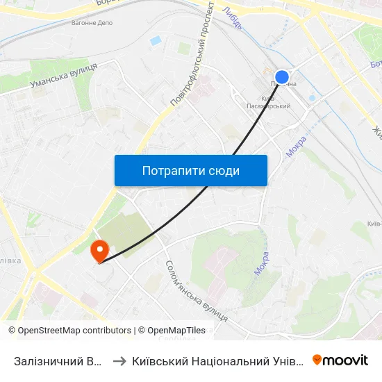 Залізничний Вокзал Центральний to Київський Національний Університет Будівництва І Архітектури map
