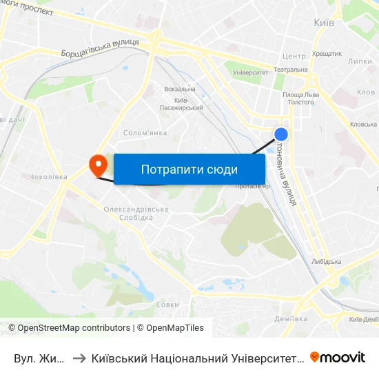 Вул. Жилянська to Київський Національний Університет Будівництва І Архітектури map