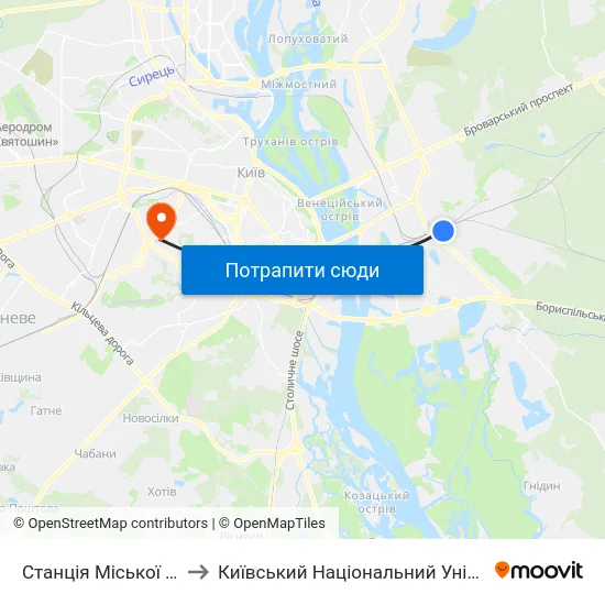 Станція Міської Електрички Дарниця to Київський Національний Університет Будівництва І Архітектури map