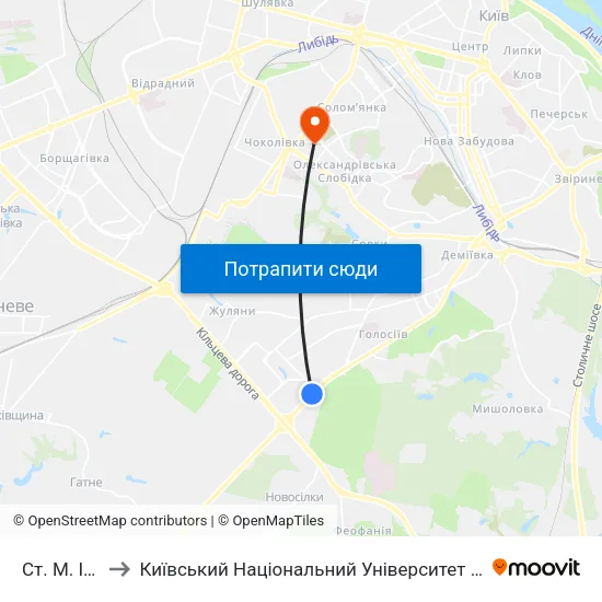 Ст. М. Іподром to Київський Національний Університет Будівництва І Архітектури map