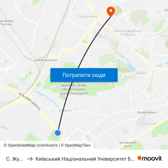 С. Жуляни-1 to Київський Національний Університет Будівництва І Архітектури map