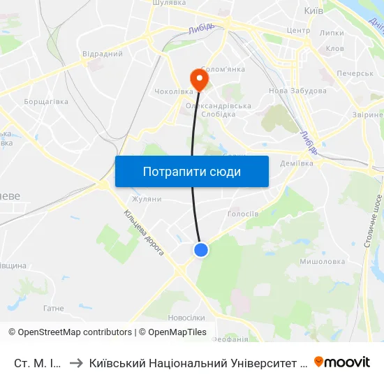 Ст. М. Іподром to Київський Національний Університет Будівництва І Архітектури map