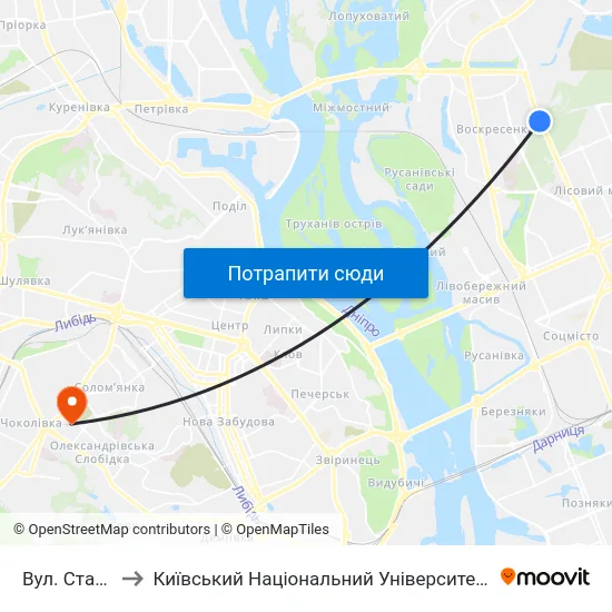 Вул. Стальського to Київський Національний Університет Будівництва І Архітектури map