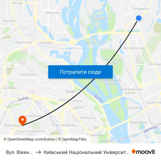 Вул. Вікентія Беретті to Київський Національний Університет Будівництва І Архітектури map