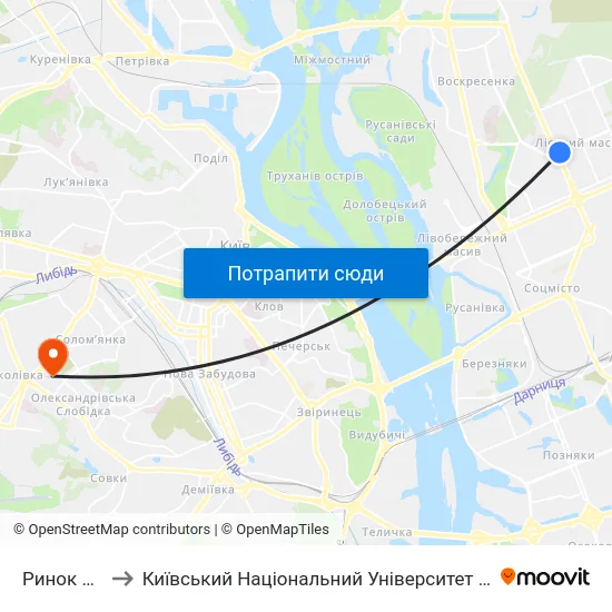 Ринок Лісовий to Київський Національний Університет Будівництва І Архітектури map