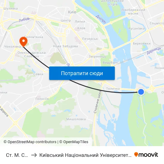 Ст. М. Славутич to Київський Національний Університет Будівництва І Архітектури map