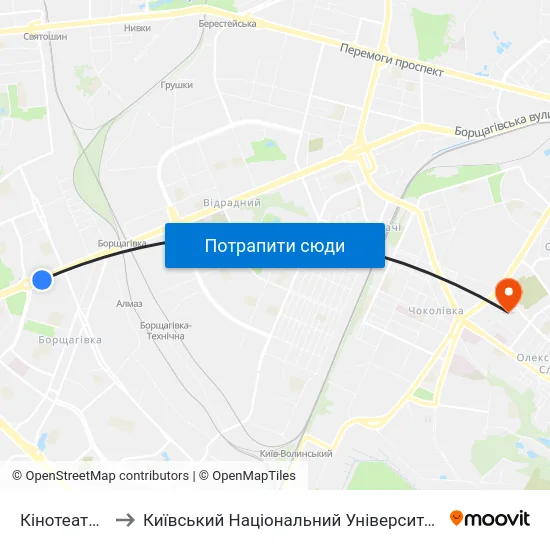 Кінотеатр Лейпциг to Київський Національний Університет Будівництва І Архітектури map